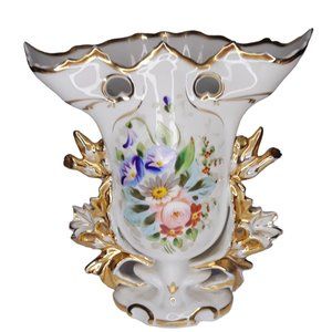 Vintage Ornate Vista Alegre Floral and Gold Gilded Vase made in Portugal